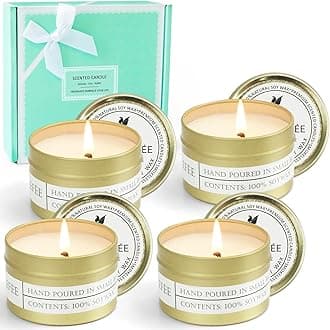 Scented Candles Gift Set, Candles Gifts for Women, Scented Candles, Tin Candle, Soy Wax, Candles for Home, Bath, Birthday, Mother’s Day, Men, Long Lasting, Aromatherapy Candles, Pack of 4