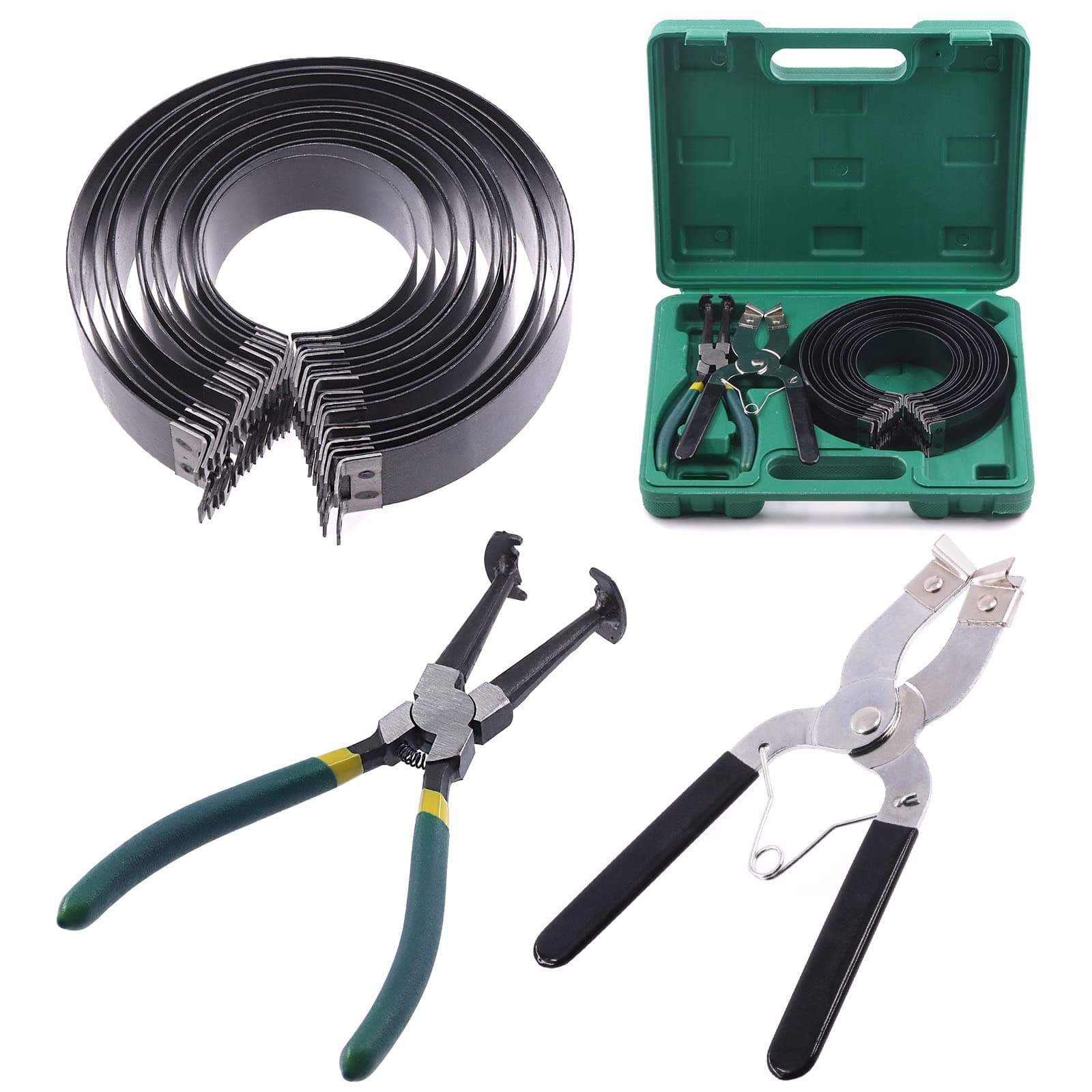 Keadic 16 Pcs Automotive Engine Piston Ring Compressor Tool Set Contains Compressor Pliers, Piston Installer Pliers and 2.4" to 5.7" 14 Bands Compression Ratchet for Auto Car Truck Engine