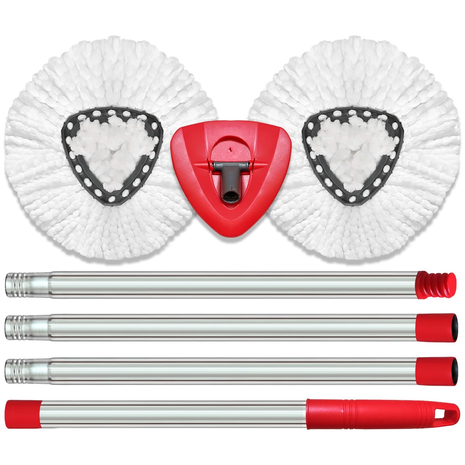 Spin Mop Replacement Heads and Base Combo Set - 2 Refills, 30-58in Handle and 1 Base, Compatible with EasyWrin Microfiber Spin Mop