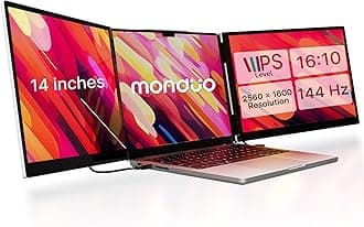 14" Pro Triple Laptop Glass Screen Extender, Dual 14" 2k Portable Monitors, 144Hz, 100% DCI-P3, 500 Nits, Aluminum Finish for 14" MacBook Pro & Windows, for Gaming, Creators, & Professional