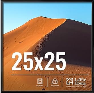 25x25 Picture Frame for Wall Display, 25x25 Black Picture Frame with HD Plexiglas, 25 x 25 Photo Frame 1 Pack, Picture Frames for Displaying Photos, Classic Collection