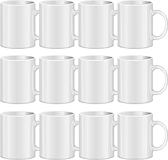 TANGLONG Sublimation Mugs - White Ceramic Cups for Coffee, Soup, Tea, Milk, Latte, Hot Cocoa - 11 oz Set of 12