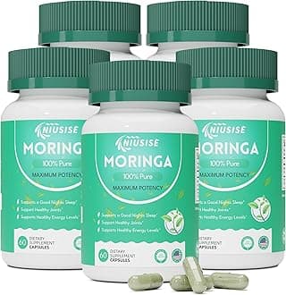 Moringa Powder Capsules, Moringa 800mg, Green Superfood from Moringa Leaf - Moringa Supplement for Energy, Gut & Skin Health, Essential Vitamins, Vegan - 300 Capsules