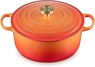 Enameled Cast Iron Signature Round Dutch Oven, 7.25 qt., Flamme Doree with Crucible Knob