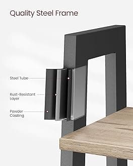 VASAGLE Ladder Shelf, 5-Tier Bookshelf, Storage Rack, Bookcase with Steel Frame, for Living Room, Home Office, Kitchen, Bedroom, Industrial Style, Camel Brown and Ink Black ULLS045B50