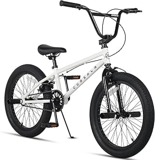 Freestyle BMX Bike, 20 Inch Kids Bicycle for 7-13 Years Old Kids and Beginner Level Rider, White