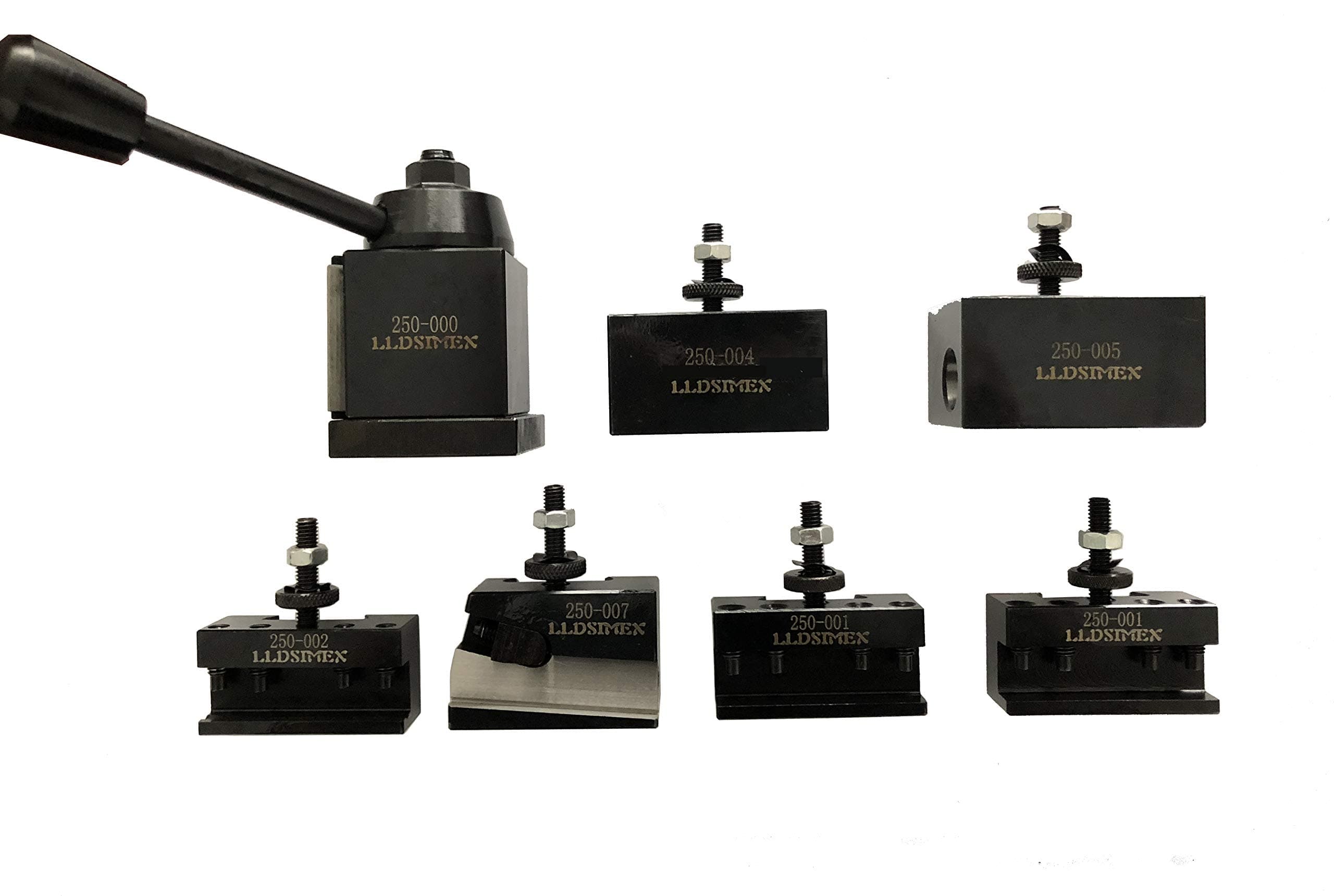 LLDSIMEX 7PCs Set 0XA Wedge Type Quick Change Tool Post Set For Mini Lathe up to 9" OXA TOOL POST