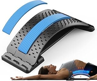 Back Stretcher for Pain Relief, Multi-Level Back Cracker Lower Back Pain Relief Device, Lumbar Support Spine Board with 3 Adjustable Settings for Bed, Chair & Car with Massager