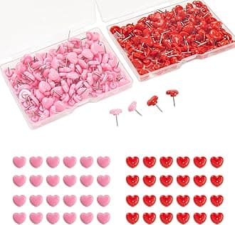 200pcs Push Pins for Cork Board,Tacks and Push Pins with Number,Map Pins Photo Thumb Tacks for Office School Wall Bulletin Board(Red+Pink)