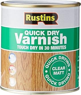 RUSTINS Quick Dry Varnish, Clear Matt, 500 ml -Fast-Drying Water-Based Wood Varnish; Durable Non-Yellowing Finish in Gloss, Satin or Matt for Indoor Use