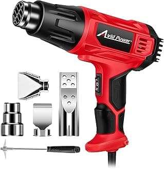 AVID POWER Heat Gun, 1800W Heavy Duty Hot Air Gun with 2-Temp Settings (716℉/1205℉), 5 Pcs Nozzle Attachments for Shrinking PVC, Crafts, Stripping Paint