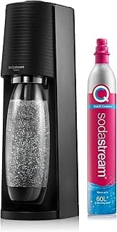 SodaStream - Terra Sparkling Water Maker, Quick Connect CO2 System, Includes 60L Gas Cylinder, BPA-Free 1L Bottle, Eco-Friendly & Reduces Plastic Waste, Black