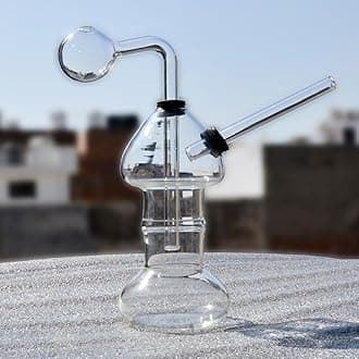 6 Inch Glass Oil Pipe Bong – Transparent Borosilicate Glass Water Pipe with Downstem