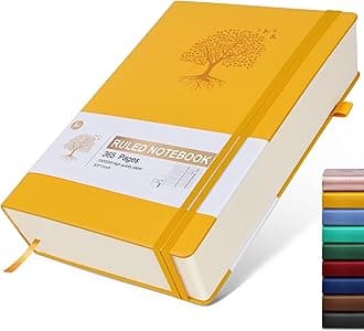 Lined Journal Notebook, 365 Pages A4 Large Journals for Writing Ruled Notebook, Hardcover Leather Journal for Women Men, Daily Notebook for Work, Note Taking, 100Gsm Thick Paper ( 8.5" x 11" Yellow)