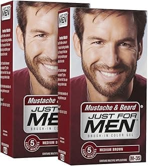 Just For Men Brush-In Color Mustache & Beard - Medium Brown - 2 pk