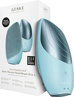 GESKE SmartAppGuided Sonic Thermo Facial Brush | 6 in 1 | Skin Cleansing | Cleansing Brush with Thermal Function | Electric Facial Massager