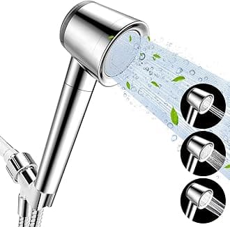 Luxsego Filtered Shower Head with Handheld, High Pressure 3 Spray Modes Showerhead Set Built-in Calcium Sulfite & KDF 55 Remove Chlorine, Water Softener Shower with Filter Beads for Hard Water, Chrome