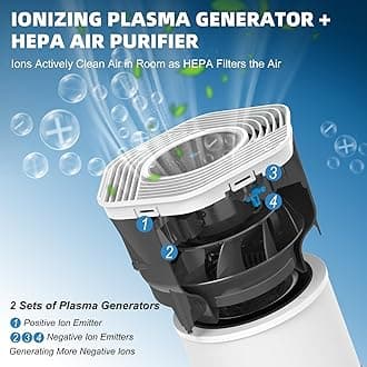 DH Lifelabs Air Purifiers for Home, H13 HEPA Filter Air Ionizers for Living Room, Voice Control Smart WiFi Air Purifier for Bedroom, Allergies, Quiet Sleep Mode and Timer (Sciaire Essential, White)