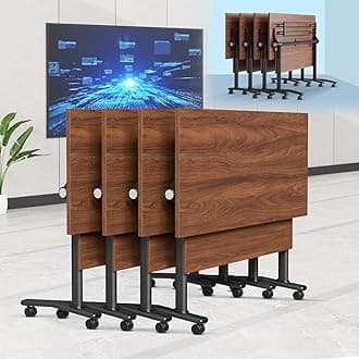 6-8 Person Conference Table Folding Conference Table for Office,Training, Seminar,Schools Modern Wood Conference Meeting Room Table Large Rectangular Conference Room Tables (6, Walnut, 71in)
