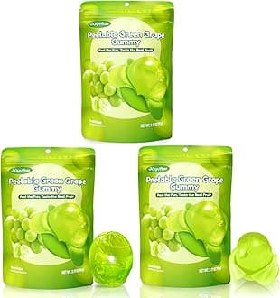 Peelable Gummy Grape Candy | 3 Pack(9.53oz) Individually Wrapped Tropical Peeling Gummies Variety Pack | Low Sugar & Low Calorie | Resealable | Ideal New Year Treats & Celebration Bites