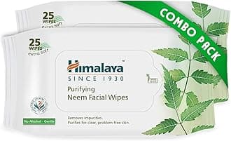 Himalaya Purifying Neem Facial Wipes, 25 Count (Pack Of 2)