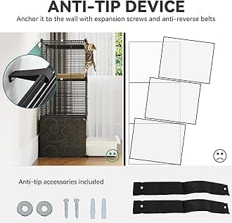 YITAHOME 3-Tier Cat Cage with Litter Box: DIY Indoor Kitten Enclosure Cat House for 1-2 Small Cats, Black