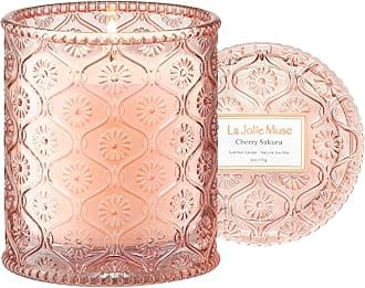 LA JOLIE MUSE Cherry Sakura Candle - Cherry Blossom, Rose, Sandalwood | 6 oz Natural Soy Wax | 40 Hours Clean Burn | Floral Scented Candle | Gift-Ready for Hosts & Gatherings