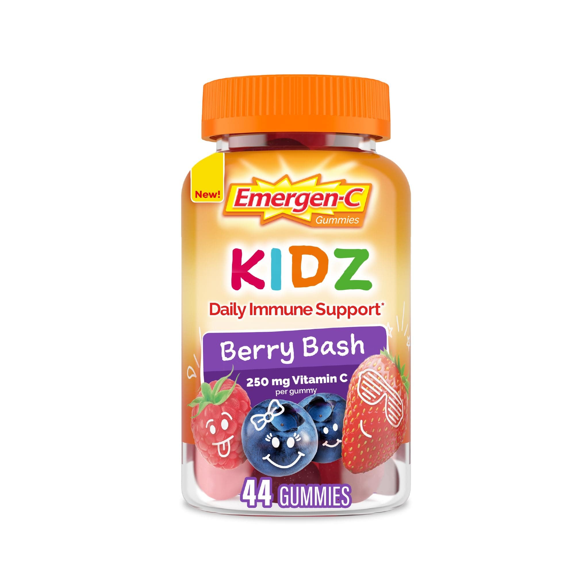 Kidz Daily Immune Support Dietary Supplements, Flavored Gummies with Vitamin C and B Vitamins for Immune Support, Berry Bash Flavored Gummies - 44 Count