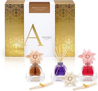 AGRARIA Into The Woods PetiteEssence Collection, Handmade Sola Flower Reed Diffuser Set of 3, Luxury Home Fragrance Scented Oil Diffuser Gift Set
