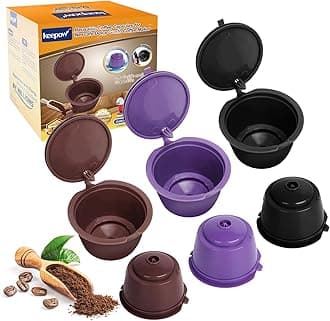 Reusable Coffee Capsules Compatible with Nescafe Dolce Gusto Machine, Refillable Coffee Pods 6 Pack (2 * Black + 2 * Brown + 2 * Purple)