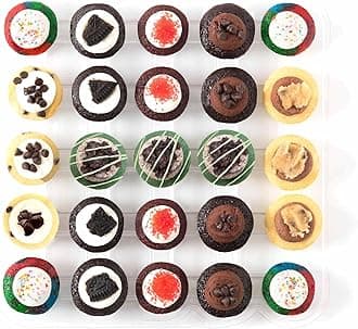 Baked by Melissa Cupcakes - PSOG Party Safe Original Greats No Nut Flavors Cupcakes - Assorted Bite-Size Cupcakes, Includes 7 Different Flavors: Tie-Dye, Cookie Dough & More (25 Count)