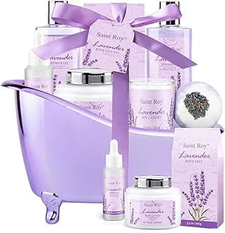 Lavender Bath and Body Gift Basket, Facial Skin Care Set, Spa Kit for Women, Self-Care Relaxation Set, Pamper Kit Self-Care Set, Birthday, Christmas, bath sets for women gift, Mother Day, Anniversary