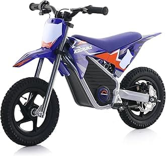 Blissskip Electric Dirt Bike for Boys Girls Ages 3-6, 150W High Racing Competition Grade Motorcycle, Up to 8MPH 2 Speed Settings Balance Bike, 12IN Off-Road Tires & Advanced Shock Absorption, Blue