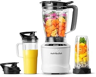 nutribullet SmartSense Blender Combo, 1400W, 64oz Pitcher, 32oz & 24oz Cups, 5-Speed, Smoothies, Ice and Frozen Fruit, Nut Milk, Soup, Matte White, NBF50700AW