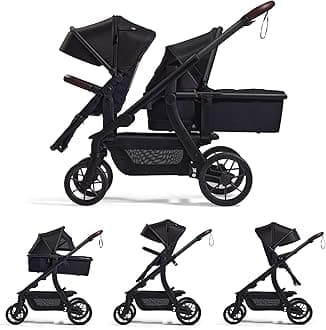 Momcozy ChangeGo Baby Stroller, Convertible Single-to-Double-to-Wagon Stroller with 23 Configurations, Carry-cot and Seat Included, Large PU Wheels, All-Wheel Suspension ＆ Extendable UPF50+ Canopy