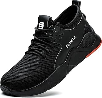SLIMTASafety Shoes for Men Women Steel Toe Boots Non-Slip Lightweight Breathable Sneakers Puncture Proof Protective Industrial Black Work Shoes