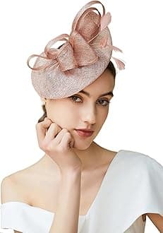 BABEYOND Women's Pillbox Fascinator Hat Kentucky Derby Hat Feather Fascinator Headband Tea Party Fascinator Hat for Cocktail