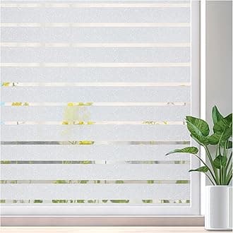 Lifetree Window Film Privacy for Glass Windows 75 x 300cm, Frosted Stripe Patterns Static Cling No Glue UV Protection Window Sticker Cover for Home Office