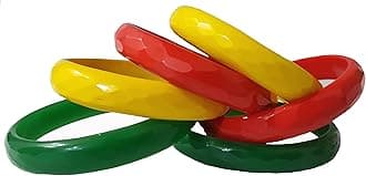 Swara CreationsGlass bangles Kada set/Red Green Mehrun color for women (set of 6)