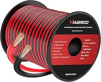 18AWG 100FT Electrical Wire Cable 2 Conductors Red Black Cable Hookup LED Lighting Strips Flexible Wire Extension Cord 18 Gauge Copper Clad Aluminum Copper Wire 12V/24V DC Cable
