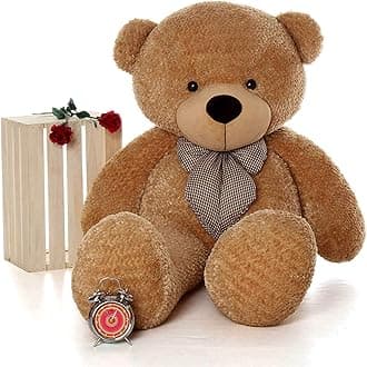 HUG 'n' FEEL SOFT TOYS Soft Toys Long Soft Lovable Huggable Cute Giant Life Size Toy Child Safe Best for Birthday Gift Valentine Gift for Girlfriend 4 FEET Brown Plush & Stuffed Toys