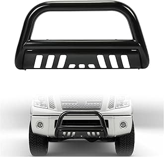 Bull Bar Compatible with 2005-2015 Nissan Armada, 2004-2015 Nissan Titan Brush Guard Front Bumper Grill Grille Guard Protector Brush Push Bar W/Skid Plate Steel Power Coated Black