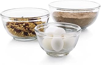 LibbeyBaker's Basics 3 Piece Glass Mixing Bowl Set, Multi-Size