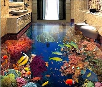 self Adhesive 3D Flooring Tropical Fish Underwater World Photo Wallpaper 3D Floor Tiles Wallpapers for Living Room 3D floor-400 * 280cm