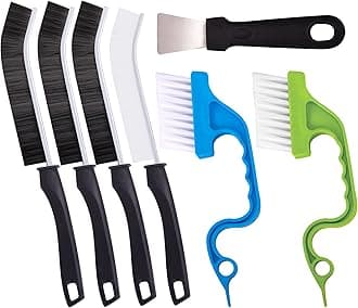 Ginsco 7 Pcs Hard Bristle Crevice Cleaning Brush Kit, Multifunctional Hand Held Gap Cleaning Tools for Small Corner Window Track Kitchen Bathroom
