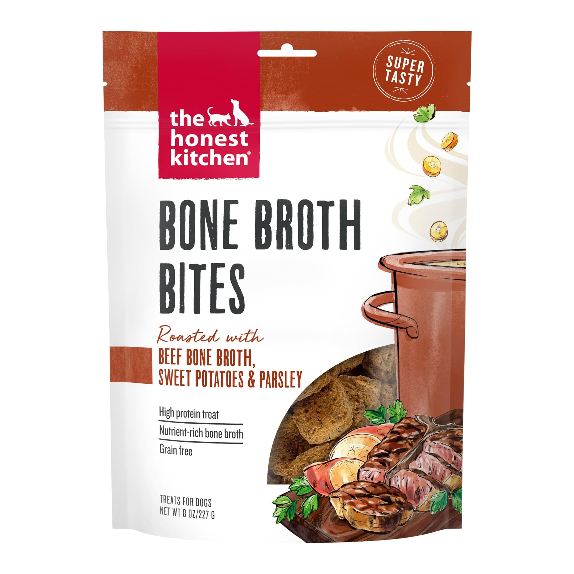 The Honest Kitchen Bone Broth Bites: Roasted with Beef Bone Broth & Sweet Potatoes, 8 oz Bag