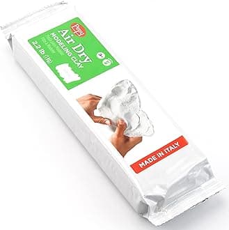Premium European Air Dry Modeling Clay White 2.2 lb Bar, Easy to Use Air-Hardening Clay for Classroom and Montessori Sculpting and Crafts Projects