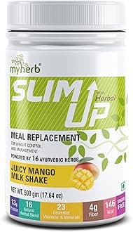 Slim Up Meal Replacement Shake With 16 Natural Herbal Blend (Ayurvedic Formula) For Weight Control&Management-13.5g Protein-23 Vitamins For Men&Women (Juicy Mango Milk Shake, 500 gm)