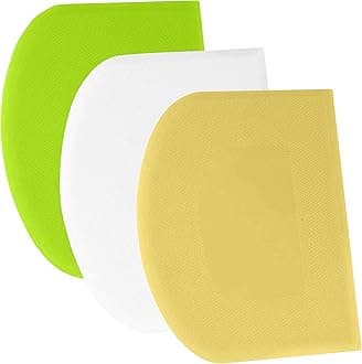 SURDOCA Dough Scraper Bench Scraper - 3P 4.7x3.7" Plastic Flexible Bowl Scraper, Sharp Edge & Angles Cake Scraper. Non-Slip Bakeware Decorating Tools Sculpting & Modeling Tools - White+Yellow+Green