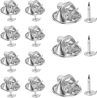 50 Pairs Metal Pin and Pin Backings, 8mm Length 4mm Width Blank Pins for DIY Enamel Pins Jewelry Gift Craft Making